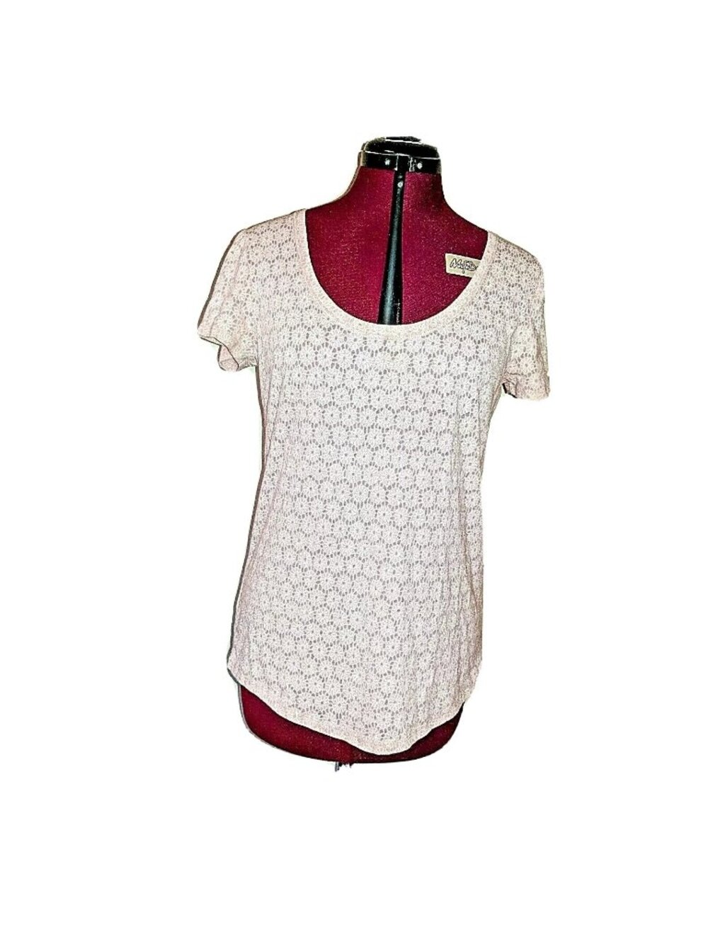 Ann Taylor LOFT Women’s Burnout Top Pink Size Small Short Sleeve Casual Tee